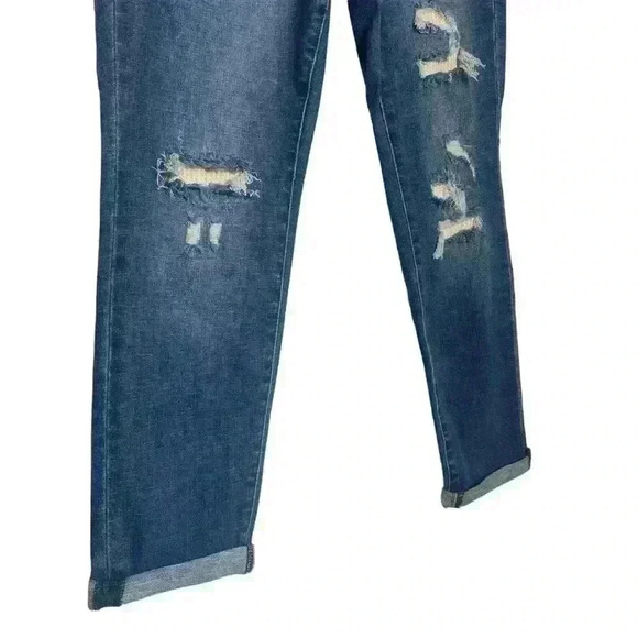 Judy Blue Boyfriend Fit,mid rise COMFY Denim Destroyed cream Thermal-SZ-28/26 - Picture 5 of 8